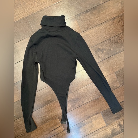Zara Black Ribbed Turtle Neck Thong Bodysuit - Picture 6 of 6